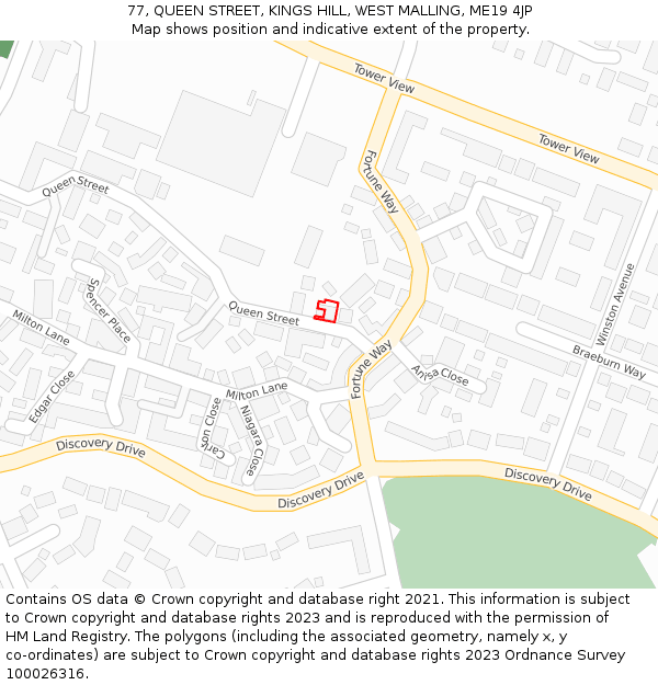 77, QUEEN STREET, KINGS HILL, WEST MALLING, ME19 4JP: Location map and indicative extent of plot