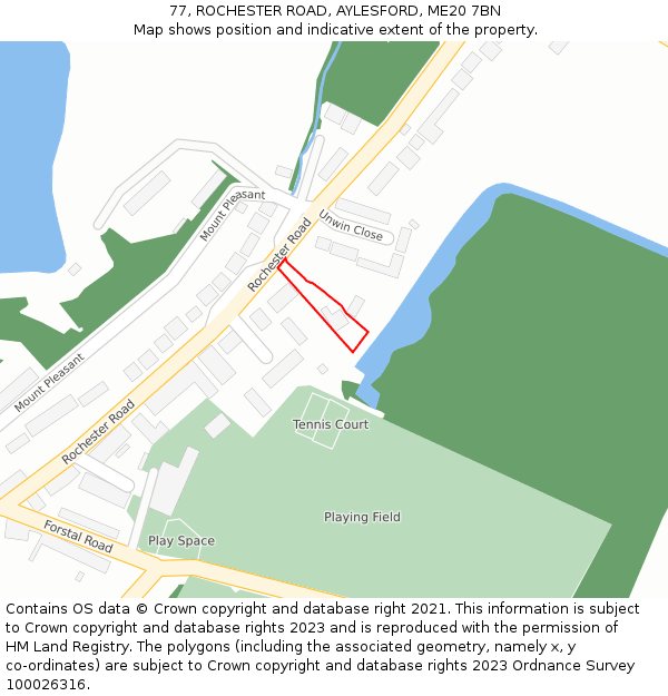 77, ROCHESTER ROAD, AYLESFORD, ME20 7BN: Location map and indicative extent of plot