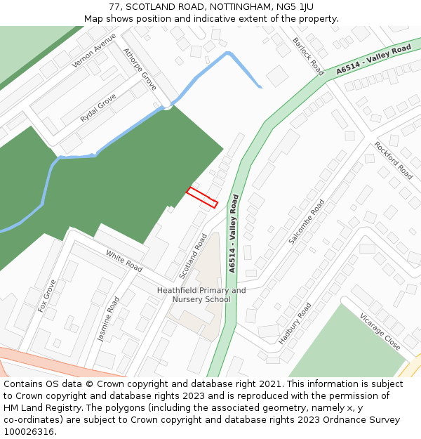 77, SCOTLAND ROAD, NOTTINGHAM, NG5 1JU: Location map and indicative extent of plot