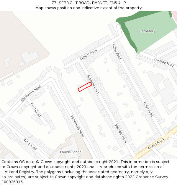 77, SEBRIGHT ROAD, BARNET, EN5 4HP: Location map and indicative extent of plot