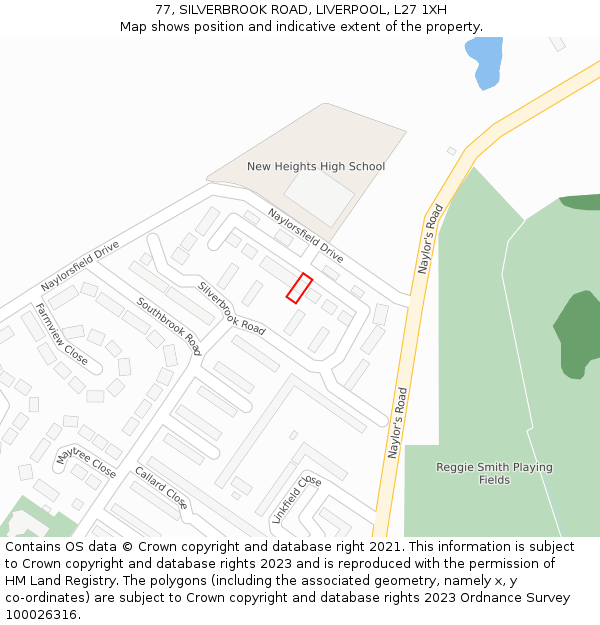 77, SILVERBROOK ROAD, LIVERPOOL, L27 1XH: Location map and indicative extent of plot