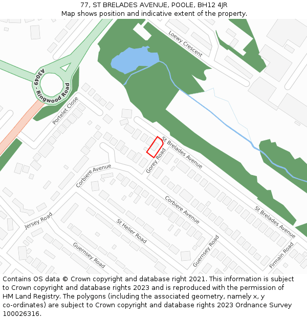 77, ST BRELADES AVENUE, POOLE, BH12 4JR: Location map and indicative extent of plot