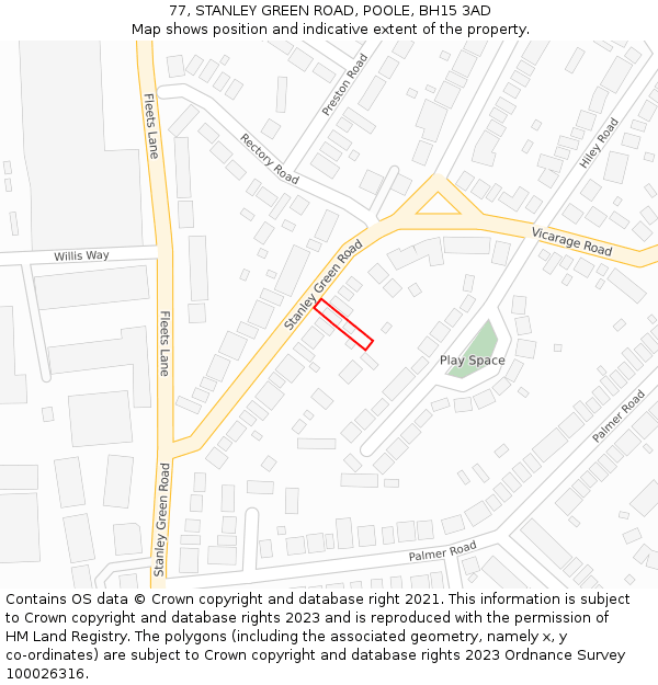 77, STANLEY GREEN ROAD, POOLE, BH15 3AD: Location map and indicative extent of plot