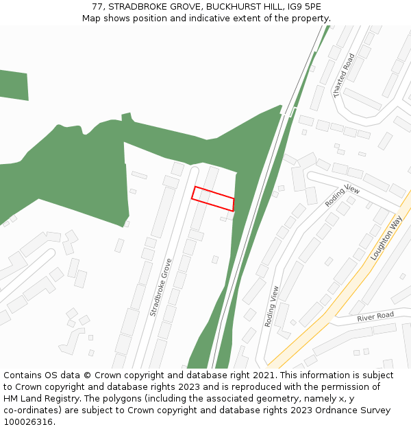 77, STRADBROKE GROVE, BUCKHURST HILL, IG9 5PE: Location map and indicative extent of plot