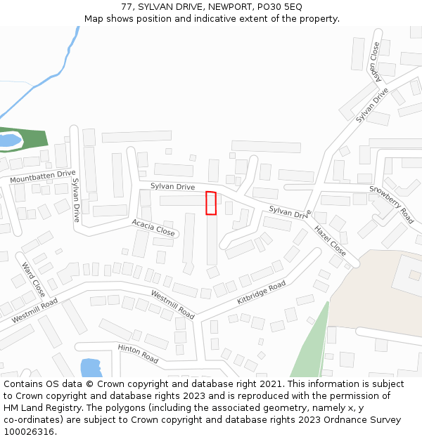 77, SYLVAN DRIVE, NEWPORT, PO30 5EQ: Location map and indicative extent of plot