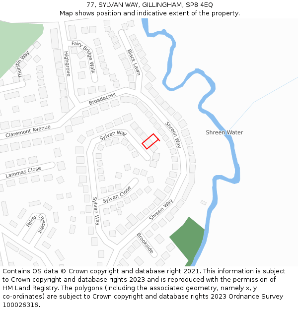 77, SYLVAN WAY, GILLINGHAM, SP8 4EQ: Location map and indicative extent of plot