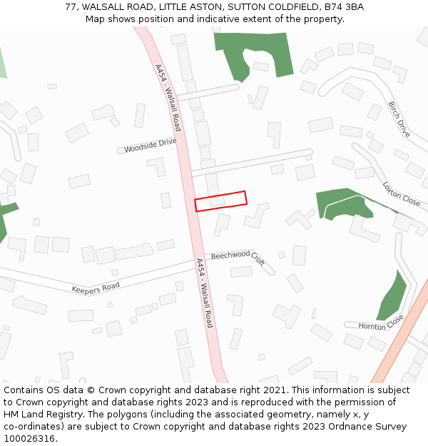 77, WALSALL ROAD, LITTLE ASTON, SUTTON COLDFIELD, B74 3BA: Location map and indicative extent of plot