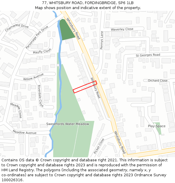 77, WHITSBURY ROAD, FORDINGBRIDGE, SP6 1LB: Location map and indicative extent of plot