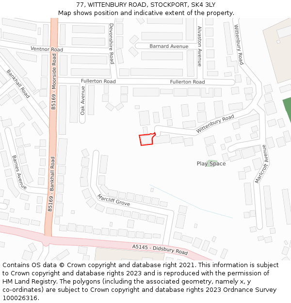 77, WITTENBURY ROAD, STOCKPORT, SK4 3LY: Location map and indicative extent of plot