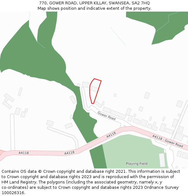 770, GOWER ROAD, UPPER KILLAY, SWANSEA, SA2 7HQ: Location map and indicative extent of plot