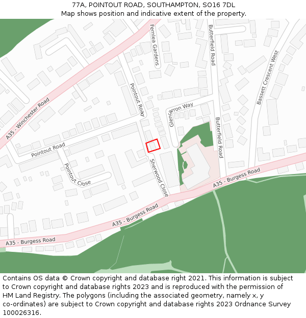 77A, POINTOUT ROAD, SOUTHAMPTON, SO16 7DL: Location map and indicative extent of plot