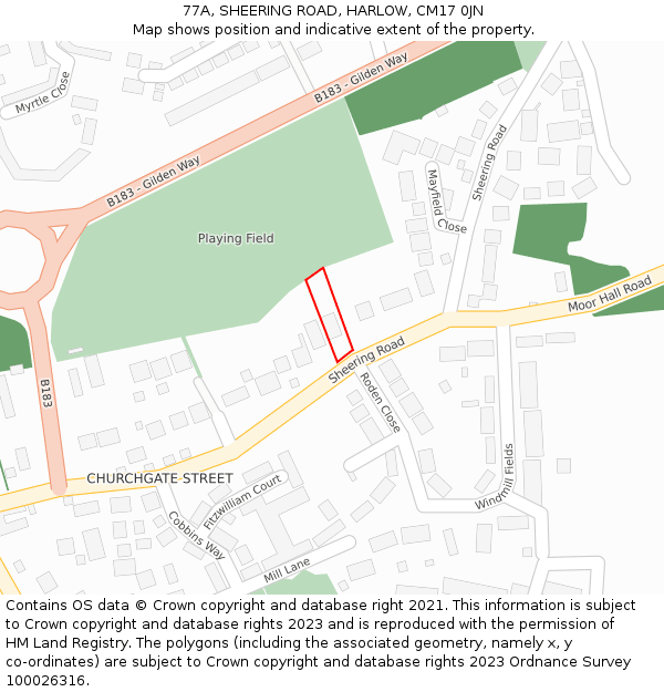77A, SHEERING ROAD, HARLOW, CM17 0JN: Location map and indicative extent of plot