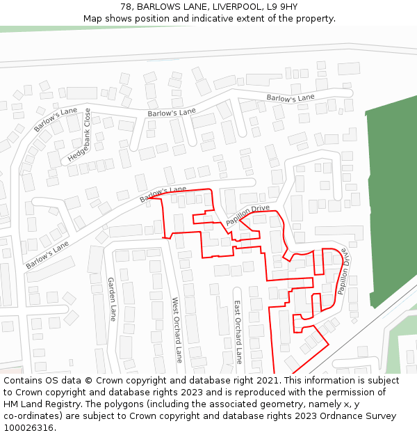 78, BARLOWS LANE, LIVERPOOL, L9 9HY: Location map and indicative extent of plot