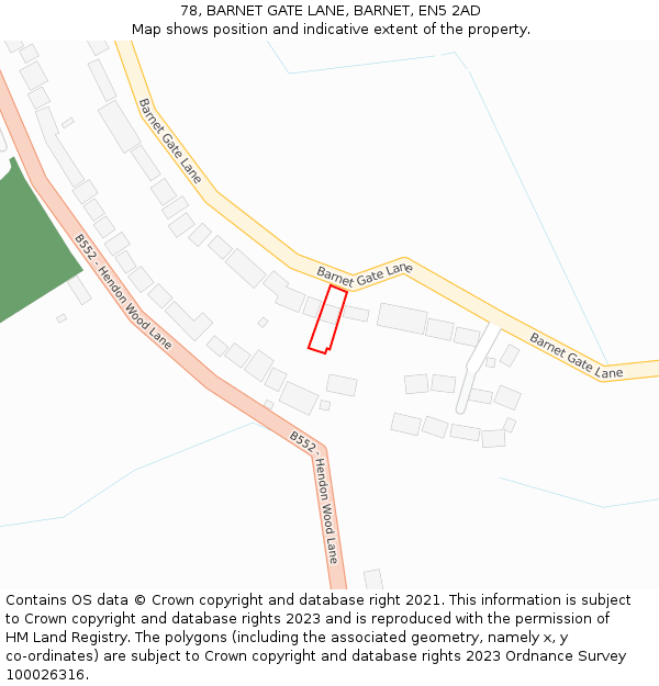 78, BARNET GATE LANE, BARNET, EN5 2AD: Location map and indicative extent of plot
