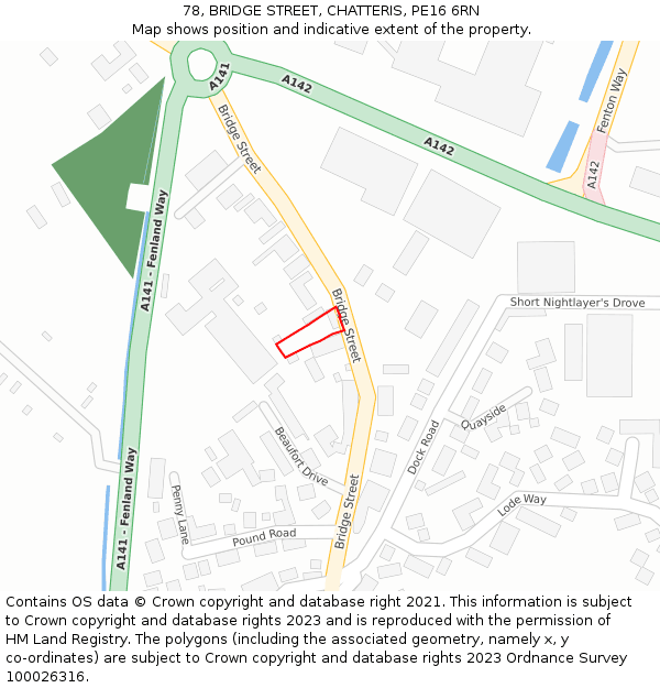 78, BRIDGE STREET, CHATTERIS, PE16 6RN: Location map and indicative extent of plot