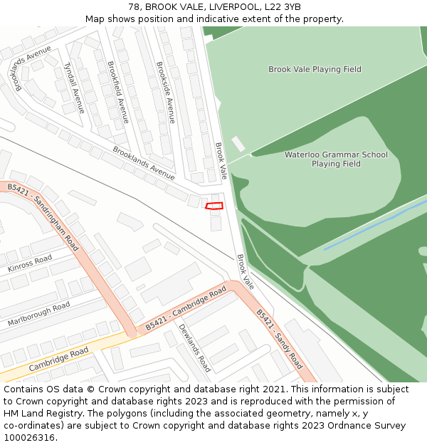 78, BROOK VALE, LIVERPOOL, L22 3YB: Location map and indicative extent of plot