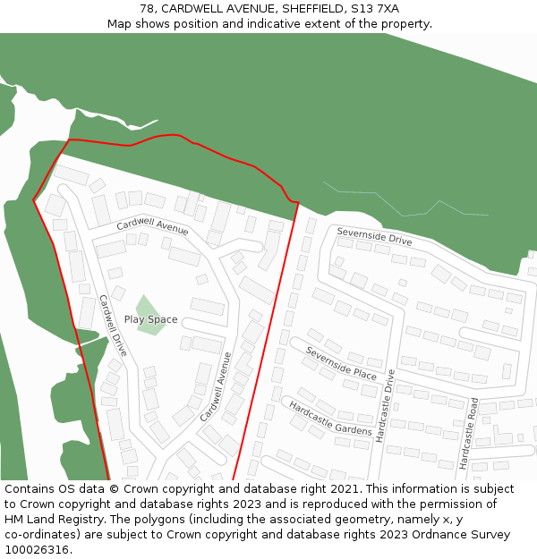 78, CARDWELL AVENUE, SHEFFIELD, S13 7XA: Location map and indicative extent of plot