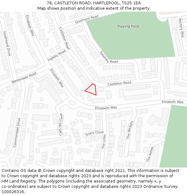 78, CASTLETON ROAD, HARTLEPOOL, TS25 1EA: Location map and indicative extent of plot