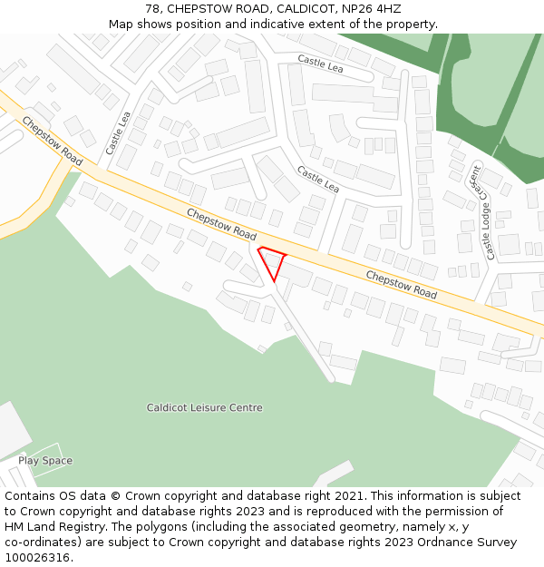 78, CHEPSTOW ROAD, CALDICOT, NP26 4HZ: Location map and indicative extent of plot