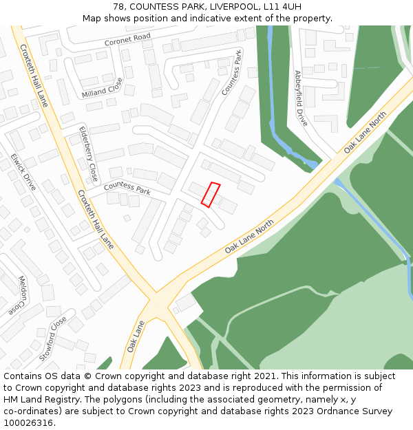 78, COUNTESS PARK, LIVERPOOL, L11 4UH: Location map and indicative extent of plot