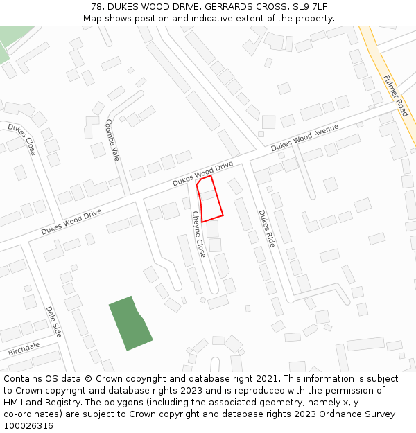 78, DUKES WOOD DRIVE, GERRARDS CROSS, SL9 7LF: Location map and indicative extent of plot