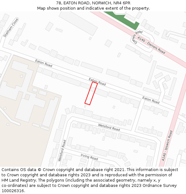 78, EATON ROAD, NORWICH, NR4 6PR: Location map and indicative extent of plot