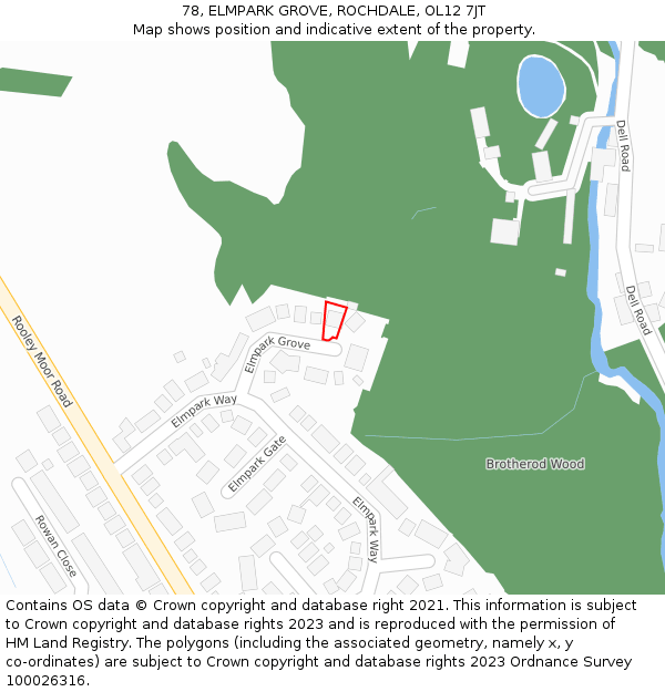 78, ELMPARK GROVE, ROCHDALE, OL12 7JT: Location map and indicative extent of plot