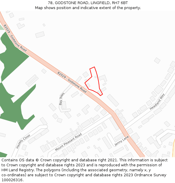 78, GODSTONE ROAD, LINGFIELD, RH7 6BT: Location map and indicative extent of plot