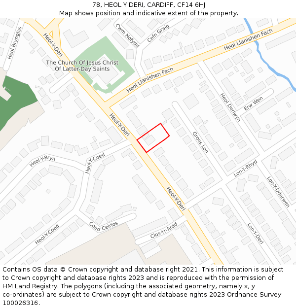 78, HEOL Y DERI, CARDIFF, CF14 6HJ: Location map and indicative extent of plot