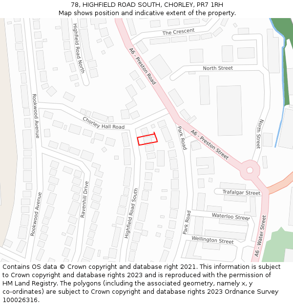78, HIGHFIELD ROAD SOUTH, CHORLEY, PR7 1RH: Location map and indicative extent of plot