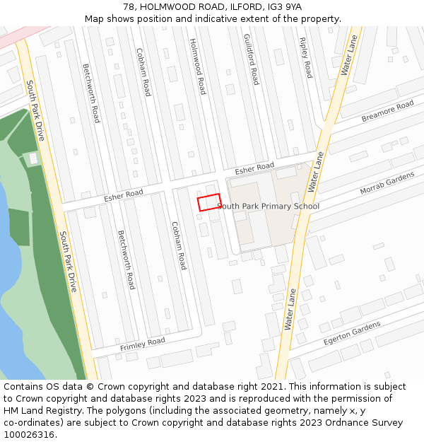 78, HOLMWOOD ROAD, ILFORD, IG3 9YA: Location map and indicative extent of plot