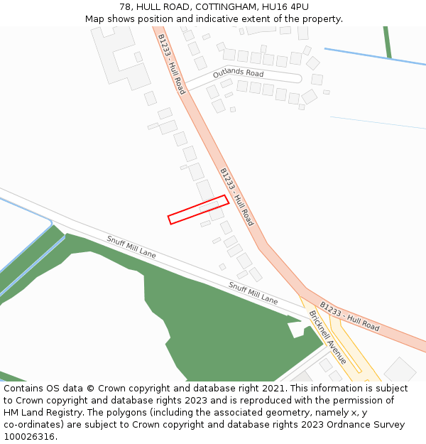 78, HULL ROAD, COTTINGHAM, HU16 4PU: Location map and indicative extent of plot