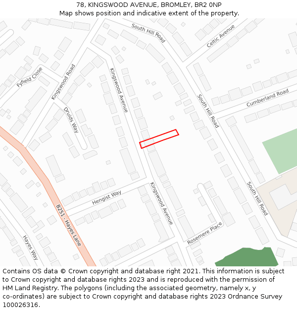 78, KINGSWOOD AVENUE, BROMLEY, BR2 0NP: Location map and indicative extent of plot