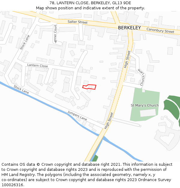 78, LANTERN CLOSE, BERKELEY, GL13 9DE: Location map and indicative extent of plot