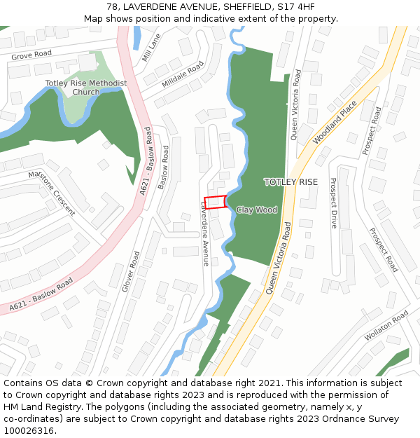 78, LAVERDENE AVENUE, SHEFFIELD, S17 4HF: Location map and indicative extent of plot