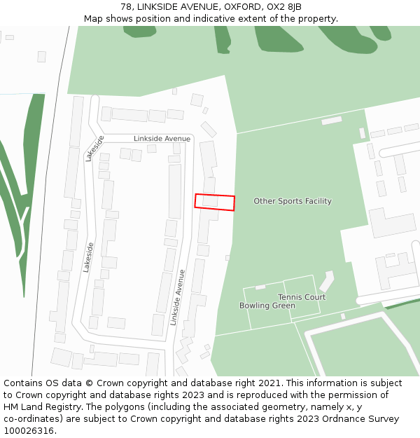 78, LINKSIDE AVENUE, OXFORD, OX2 8JB: Location map and indicative extent of plot