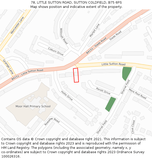 78, LITTLE SUTTON ROAD, SUTTON COLDFIELD, B75 6PS: Location map and indicative extent of plot
