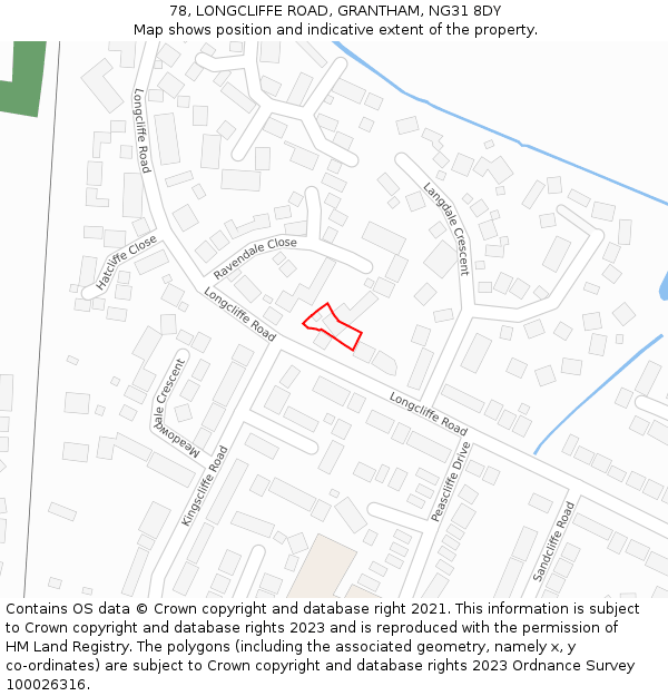 78, LONGCLIFFE ROAD, GRANTHAM, NG31 8DY: Location map and indicative extent of plot