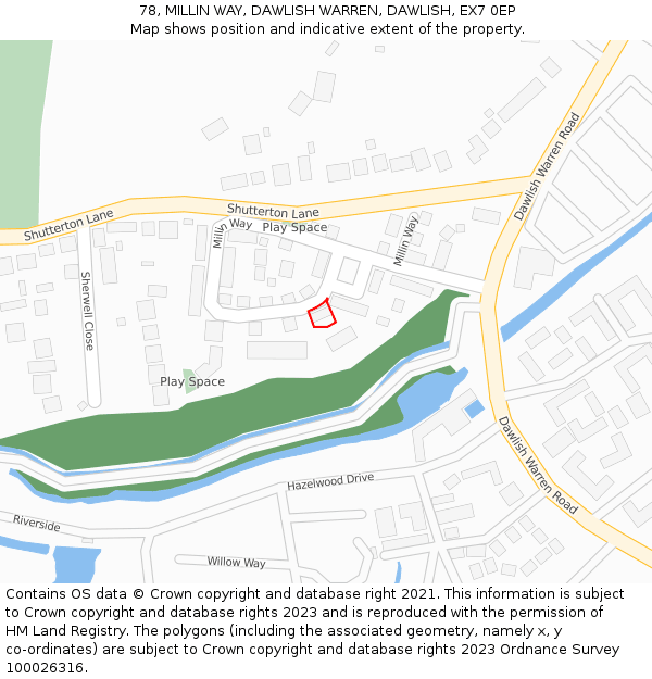 78, MILLIN WAY, DAWLISH WARREN, DAWLISH, EX7 0EP: Location map and indicative extent of plot