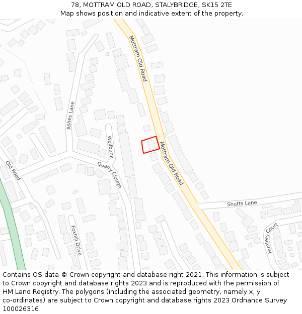 78, MOTTRAM OLD ROAD, STALYBRIDGE, SK15 2TE: Location map and indicative extent of plot