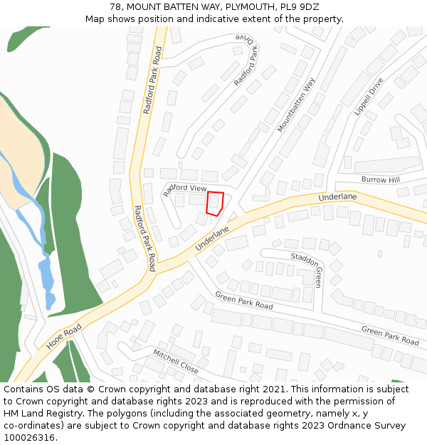 78, MOUNT BATTEN WAY, PLYMOUTH, PL9 9DZ: Location map and indicative extent of plot