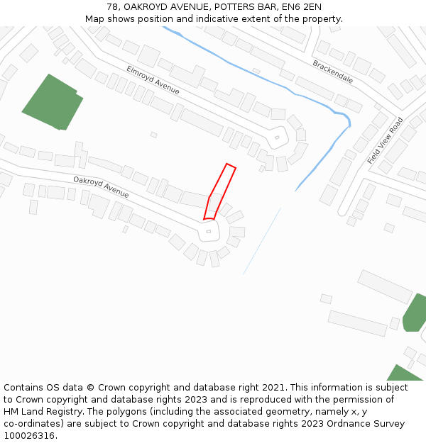 78, OAKROYD AVENUE, POTTERS BAR, EN6 2EN: Location map and indicative extent of plot