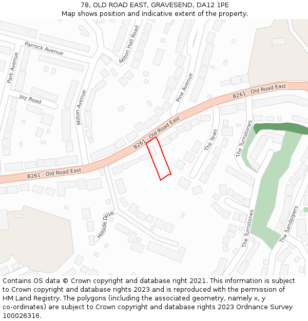 78, OLD ROAD EAST, GRAVESEND, DA12 1PE: Location map and indicative extent of plot