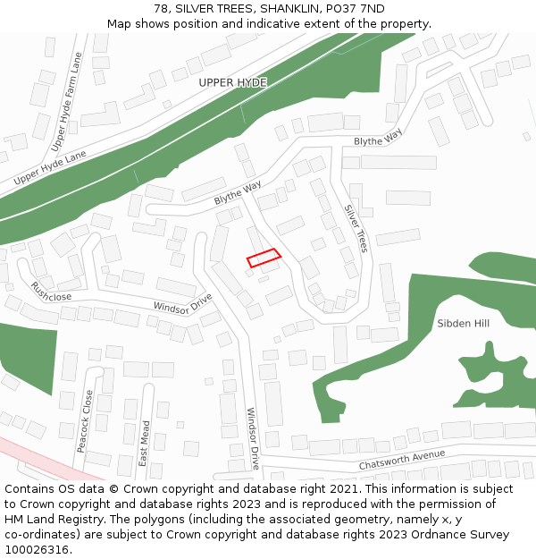 78, SILVER TREES, SHANKLIN, PO37 7ND: Location map and indicative extent of plot