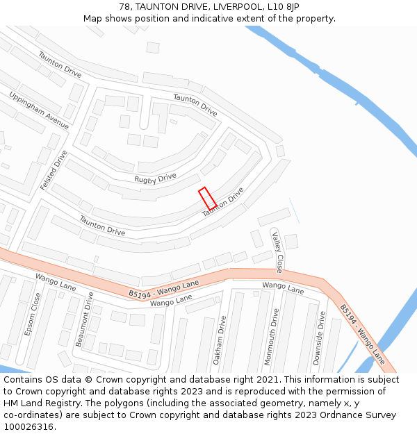 78, TAUNTON DRIVE, LIVERPOOL, L10 8JP: Location map and indicative extent of plot