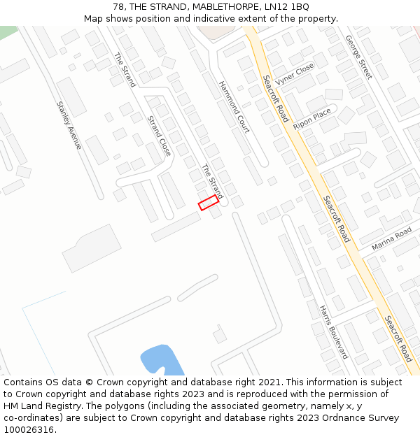 78, THE STRAND, MABLETHORPE, LN12 1BQ: Location map and indicative extent of plot