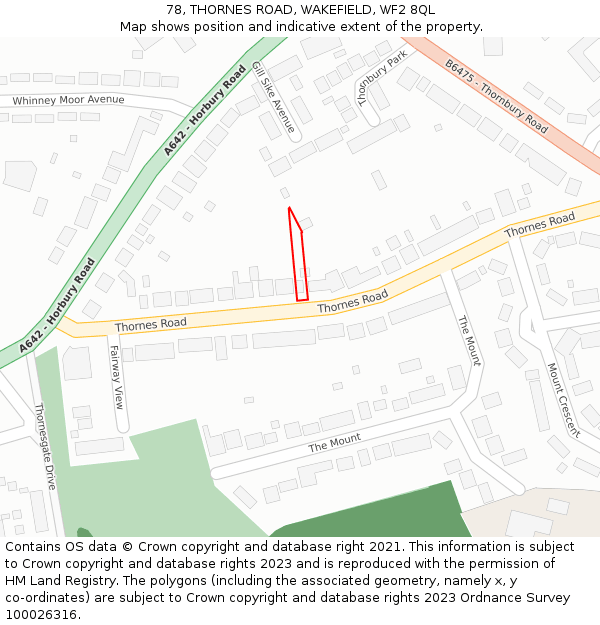 78, THORNES ROAD, WAKEFIELD, WF2 8QL: Location map and indicative extent of plot