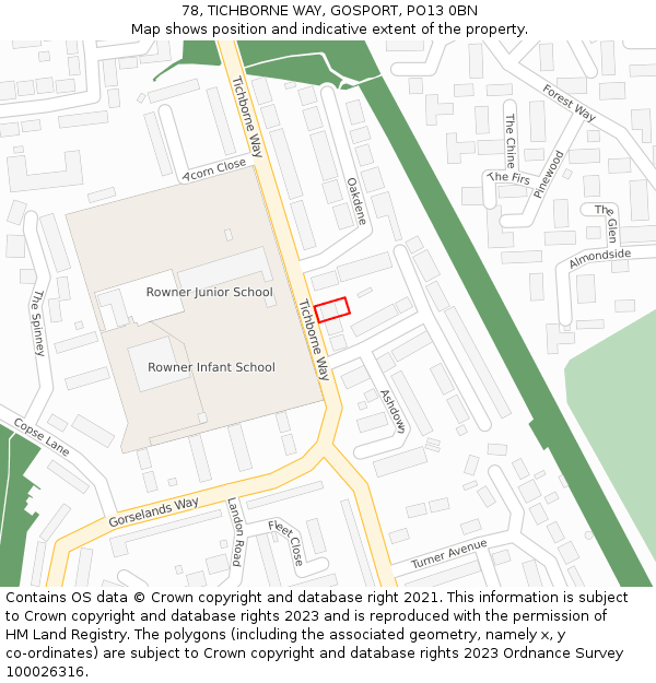 78, TICHBORNE WAY, GOSPORT, PO13 0BN: Location map and indicative extent of plot