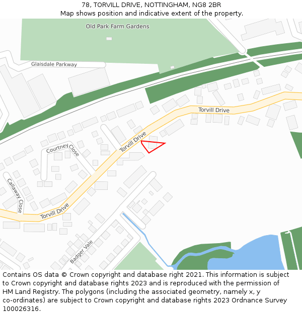 78, TORVILL DRIVE, NOTTINGHAM, NG8 2BR: Location map and indicative extent of plot