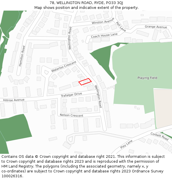 78, WELLINGTON ROAD, RYDE, PO33 3QJ: Location map and indicative extent of plot